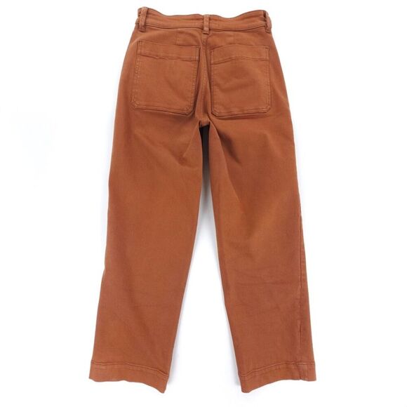 EVERLANE Cropped Straight Leg Utility Pants 70s Sailor Jeans Cognac Brown Boho - Picture 5 of 6